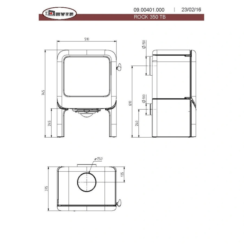 Чавунна піч Dovre ROCK 350 TB E12