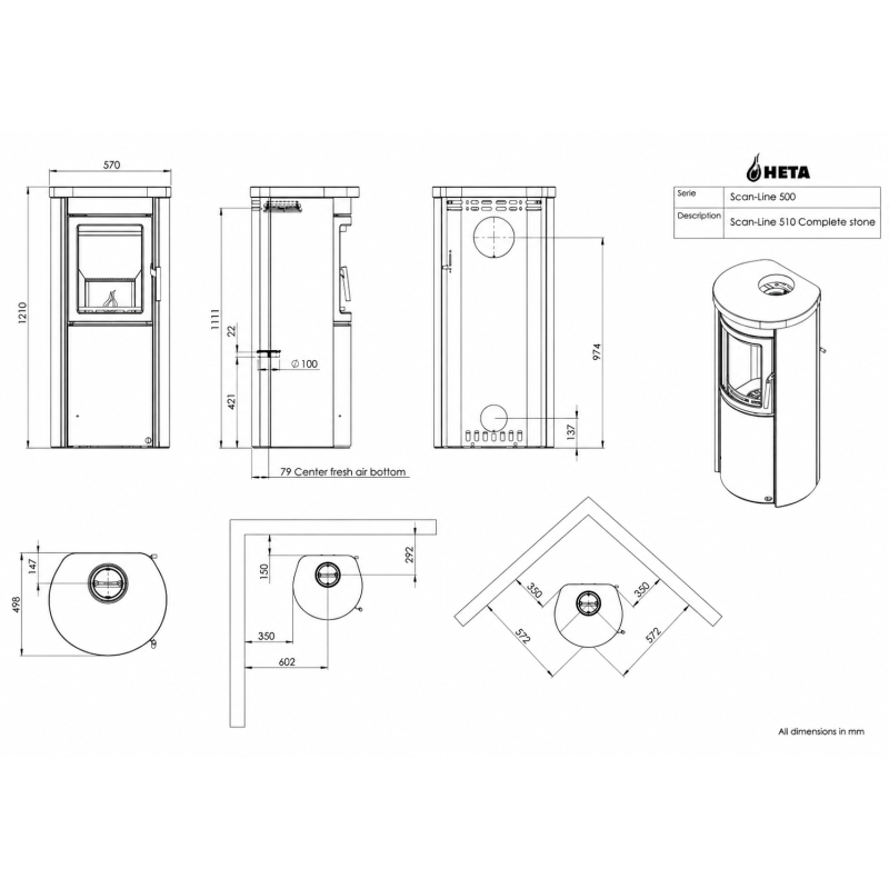 Піч-камін HETA Scan-Line 510