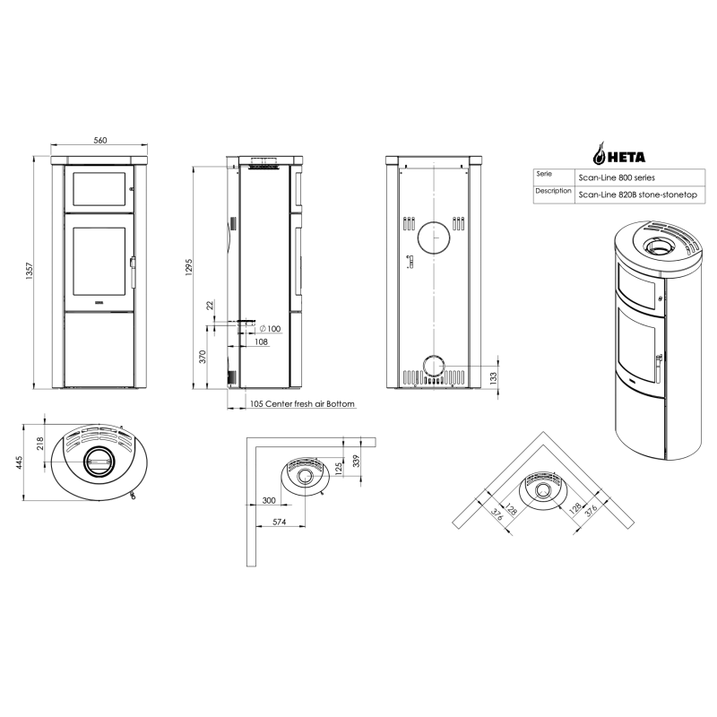 Піч-камін HETA Scan-Line 820B