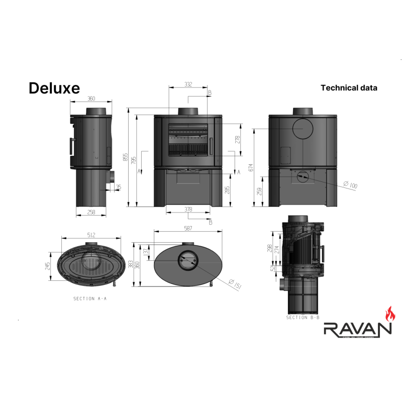Чавунна піч-камін Ravan Deluxe