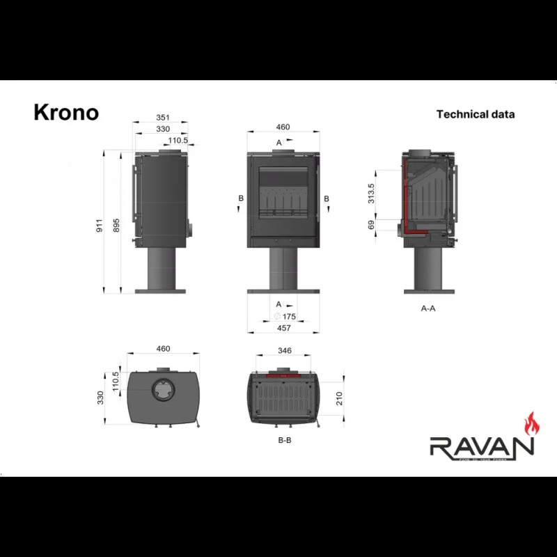 Чавунна піч-камін Ravan Krono
