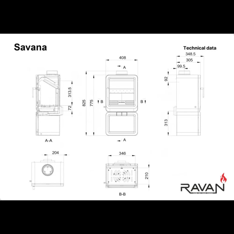 Чавунна піч-камін Ravan Savana